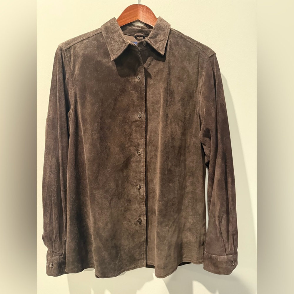 Vintage Charter Club Dark Brown Leather Shirt Size M